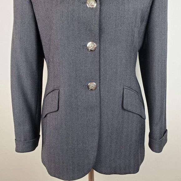 Vintage Ralph Lauren Black Herringbone Wool Blazer - Picture 4 of 14